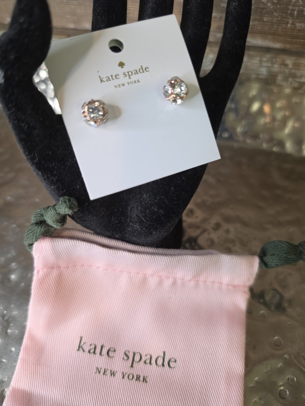 Kate Spade Garden Garland Rose Gold Crystal Stud Earrings,  NWT - Picture 3 of 4